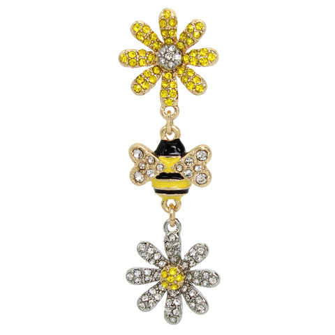 Betsey Johnson Womens Bee & Daisy Mismatch Drop Earrings Betsey Johnson