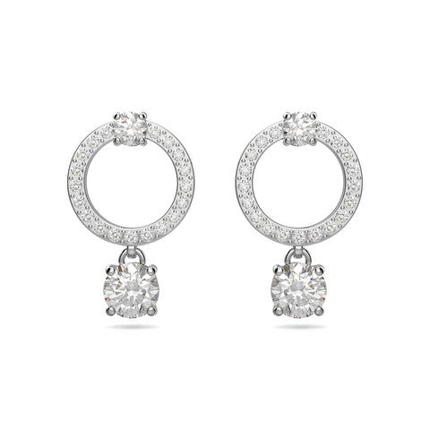Swarovski Attract Circle Pierced Earrings with Circle Cut Crystals and matching Pavé on a Rhodium Plated Post with Butterfly Back Closure SWAROVSKI