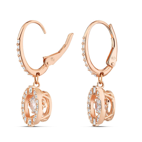 SWAROVSKI Sparkling Dance Pierced Drop Earrings with Dancing Crystal and Matching Pavé on a Rose-Gold Tone Finish Setting, Part of the Swarovski Sparkling Collection SWAROVSKI