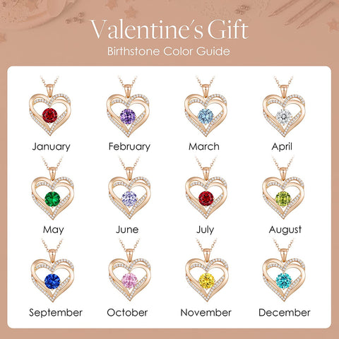 LOUISA SECRET Love Heart Birthstone Necklaces for Women, 925 Sterling Silver Women Pendant Necklace, Mother’s Day Birthday Anniversary Jewelry Gift for Woman Mother Mom Wife Her Girlfriend Girl LOUISA SECRET
