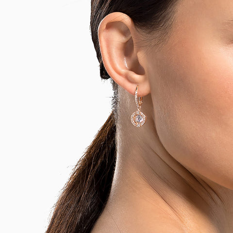 SWAROVSKI Sparkling Dance Pierced Drop Earrings with Dancing Crystal and Matching Pavé on a Rose-Gold Tone Finish Setting, Part of the Swarovski Sparkling Collection SWAROVSKI
