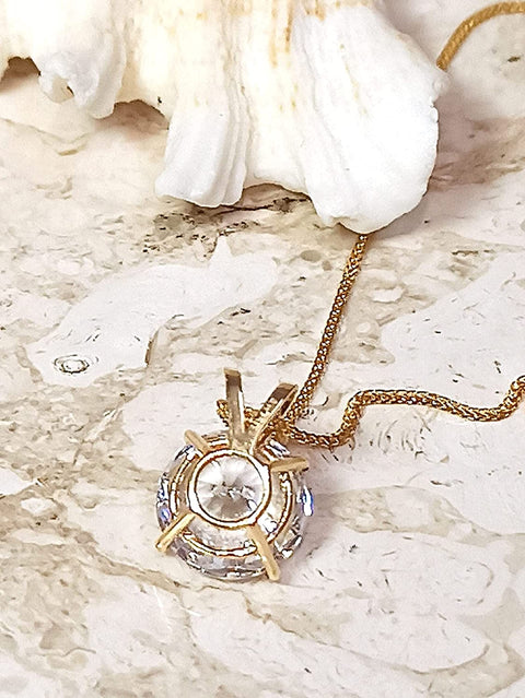 18k SOLID Gold LUXURY WOMENS DAY gift for her 8mm Diamond Necklace Pendant 1.5 carat SOLITAIRE DIAMOND Floating Diamond Necklace Yellow gold HANDMADE Jewellery for women Bday Anniversary WOMENS DAY Generic