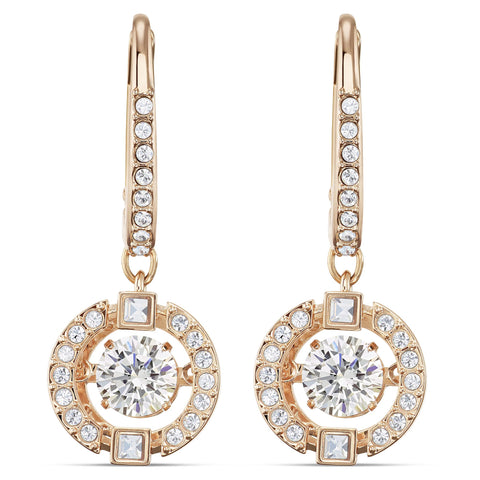 SWAROVSKI Sparkling Dance Pierced Drop Earrings with Dancing Crystal and Matching Pavé on a Rose-Gold Tone Finish Setting, Part of the Swarovski Sparkling Collection SWAROVSKI