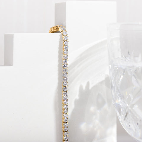 PAVOI 14K Gold Plated Cubic Zirconia Classic Tennis Bracelet | Yellow Gold Bracelets for Women | 7 Inches PAVOI