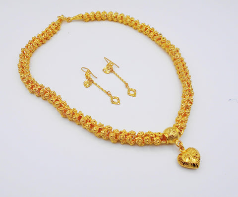 Heart Pikun Flower 22k 23k 24k Thai Baht Yellow Gold GP Necklace Pendant Jewelry Women Thai gold jewelry