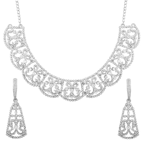Touchstone Bollywood Glamour Wedding Evening Wear Jewelry Necklace for Women (D234 White) Touchstone