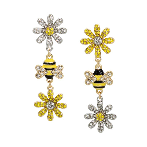 Betsey Johnson Womens Bee & Daisy Mismatch Drop Earrings Betsey Johnson