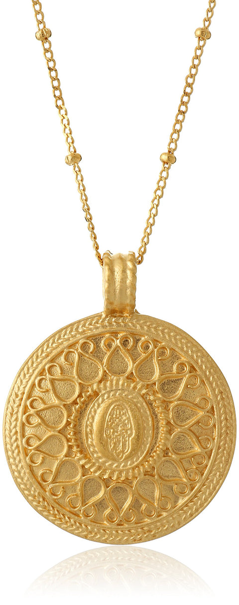 Satya Jewelry Gold Hamsa Mandala womens Pendant Necklace (24-Inch) Satya Jewelry