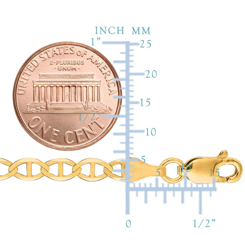 Jewelry Affairs 14k Yellow Real Gold Mariner Link Chain Necklace, 4.5 mm, 18" Jewelry Affairs