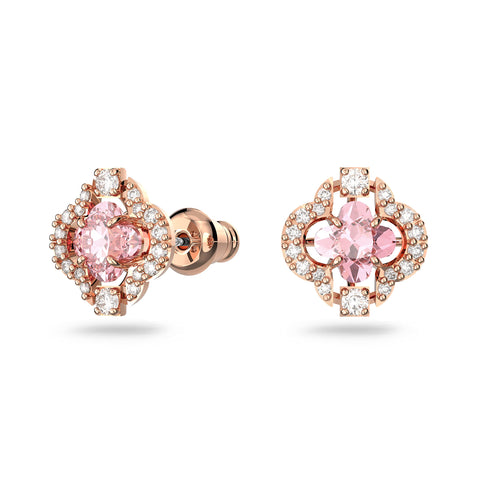 Swarovski Women's Sparkling Dance Clover Necklace and Pierced Stud Earring Jewelry Set with Pink and White Crystals in a Rose-Gold Tone Plated Setting SWAROVSKI