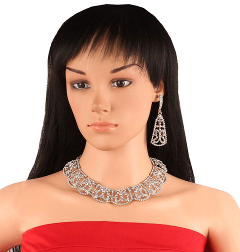 Touchstone Bollywood Glamour Wedding Evening Wear Jewelry Necklace for Women (D234 White) Touchstone