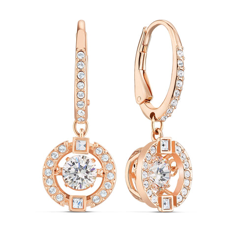 SWAROVSKI Sparkling Dance Pierced Drop Earrings with Dancing Crystal and Matching Pavé on a Rose-Gold Tone Finish Setting, Part of the Swarovski Sparkling Collection SWAROVSKI