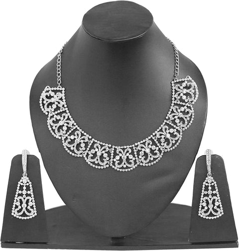 Touchstone Bollywood Glamour Wedding Evening Wear Jewelry Necklace for Women (D234 White) Touchstone