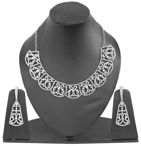 Touchstone Bollywood Glamour Wedding Evening Wear Jewelry Necklace for Women (D234 White) Touchstone