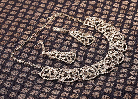 Touchstone Bollywood Glamour Wedding Evening Wear Jewelry Necklace for Women (D234 White) Touchstone